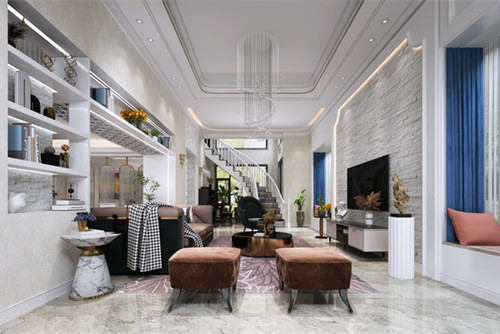 中山市越秀星匯品峰新中式風格別墅裝修案例