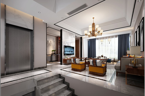 中山市保利天匯新中式風(fēng)格別墅裝修案例