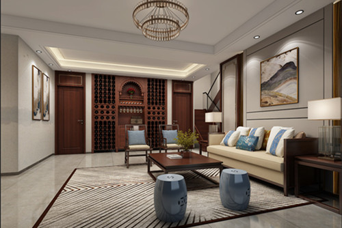 ?？谑姓\(chéng)方創(chuàng)世紀(jì)廣場(chǎng)新中式風(fēng)格別墅裝修案例